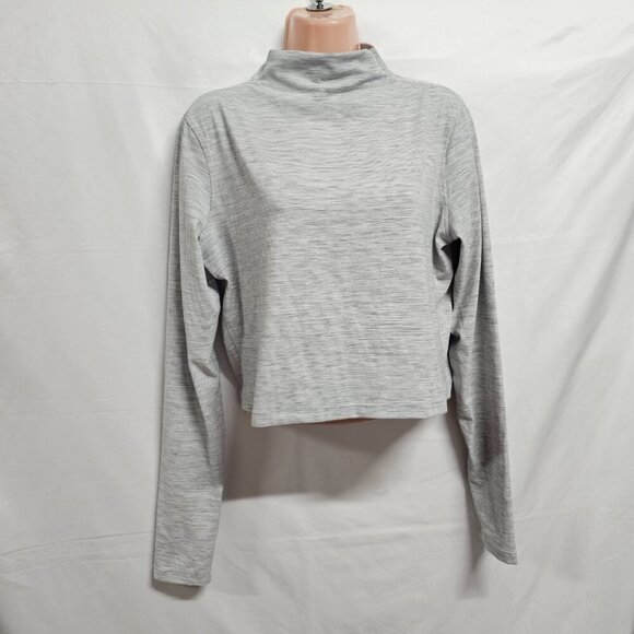 Lululemon All Aligned Mock Neck Long Sleeve Shirt Women Size 14 Gray Pinstriped - Picture 5 of 11